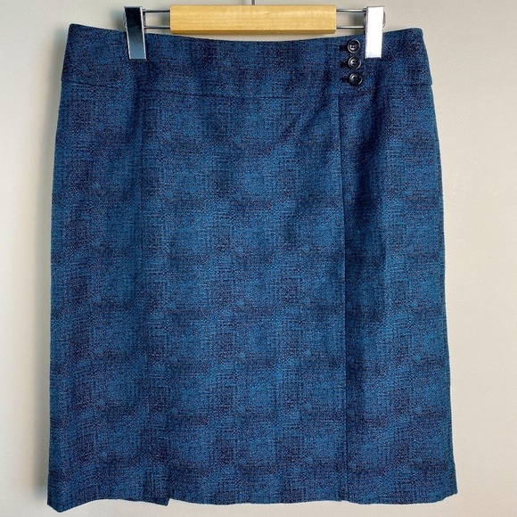Ann Taylor Women's Teal/Black Mini Pencil Skirt Size 10 Straight Short Lined - Picture 1 of 14